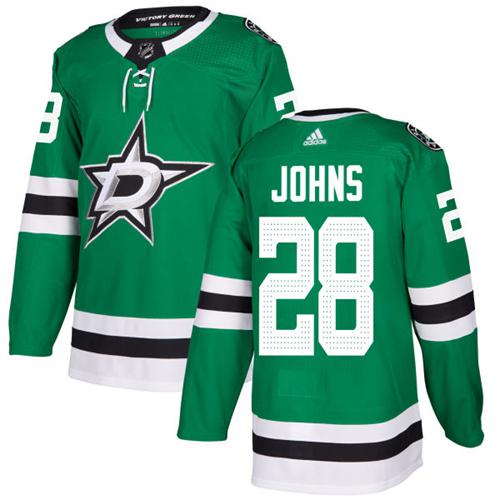 Adidas Stars #28 Stephen Johns Green Home Authentic Stitched NHL Jersey